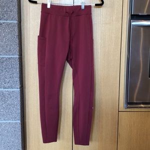 ALO Yoga 7/8 High-Waist Checkpoint Legging, Cranberry, Airbrush, Size XS